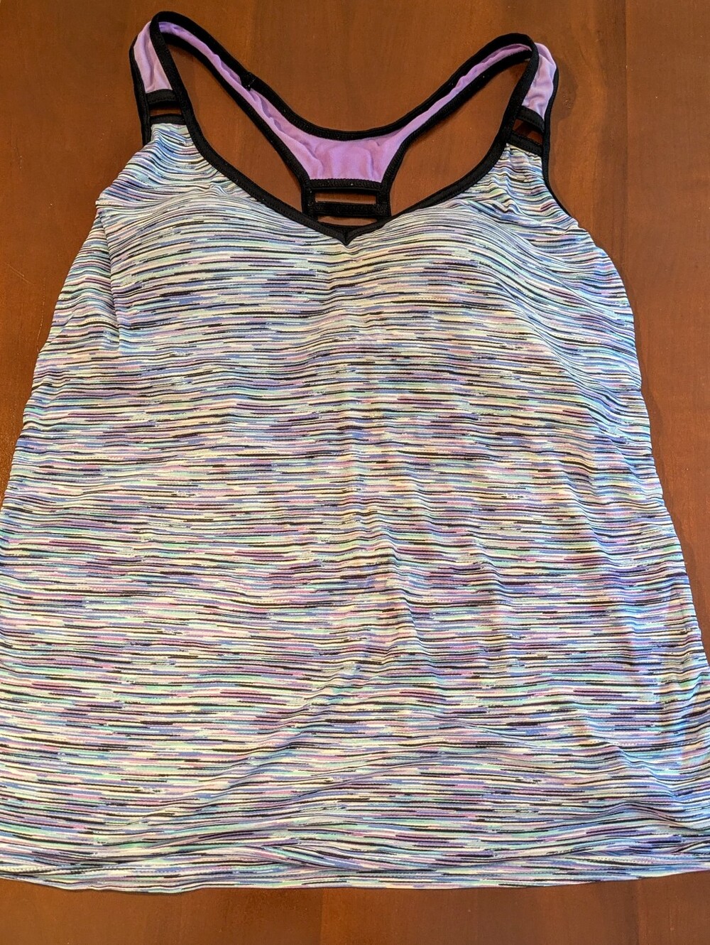 Zero Xposur Racerback Tankini Bathing Suit Top Size 14 Black Purple Turquoise